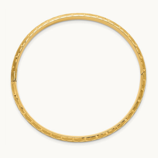 Satin D/C Hinged Bangle, 6.20mm, 14K