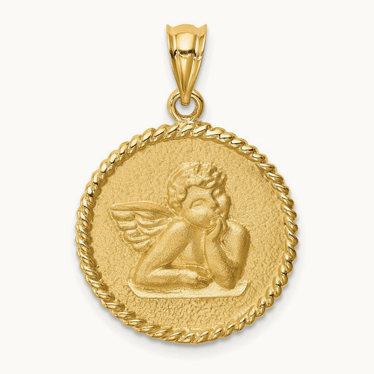 Brushed Angel Pendant, 14K