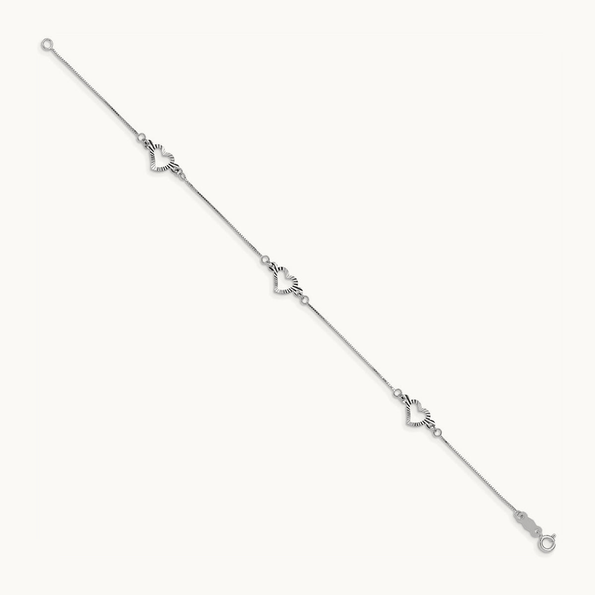 Fancy Heart Bracelet — 14K White Gold
