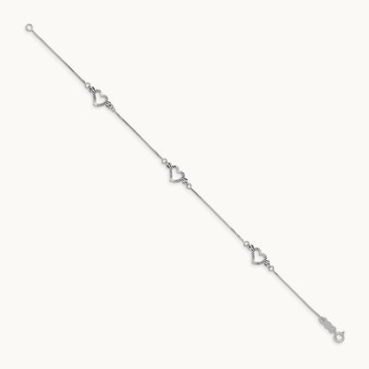 Fancy Heart Bracelet — 14K White Gold