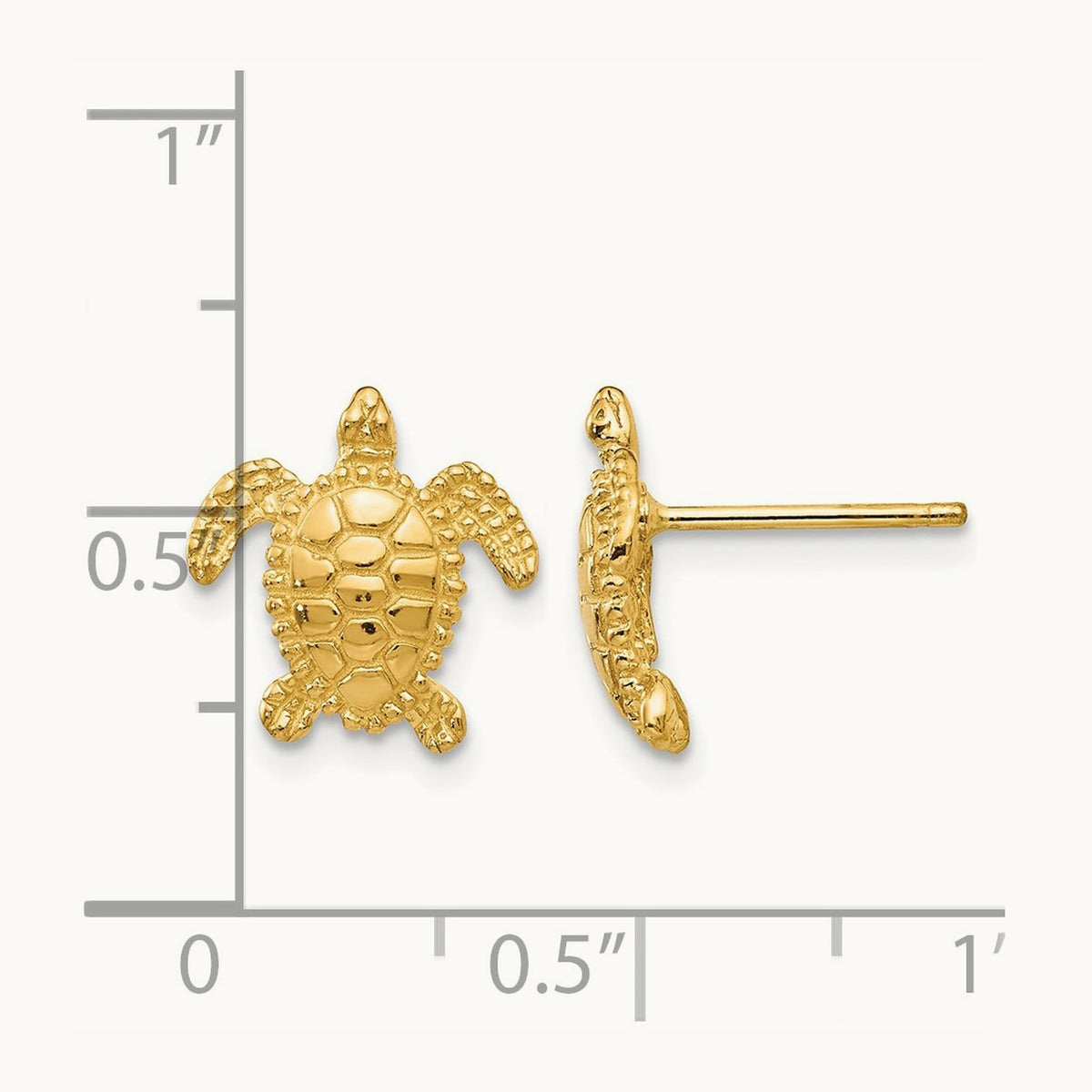 Sea Turtle Post Earring, 14K