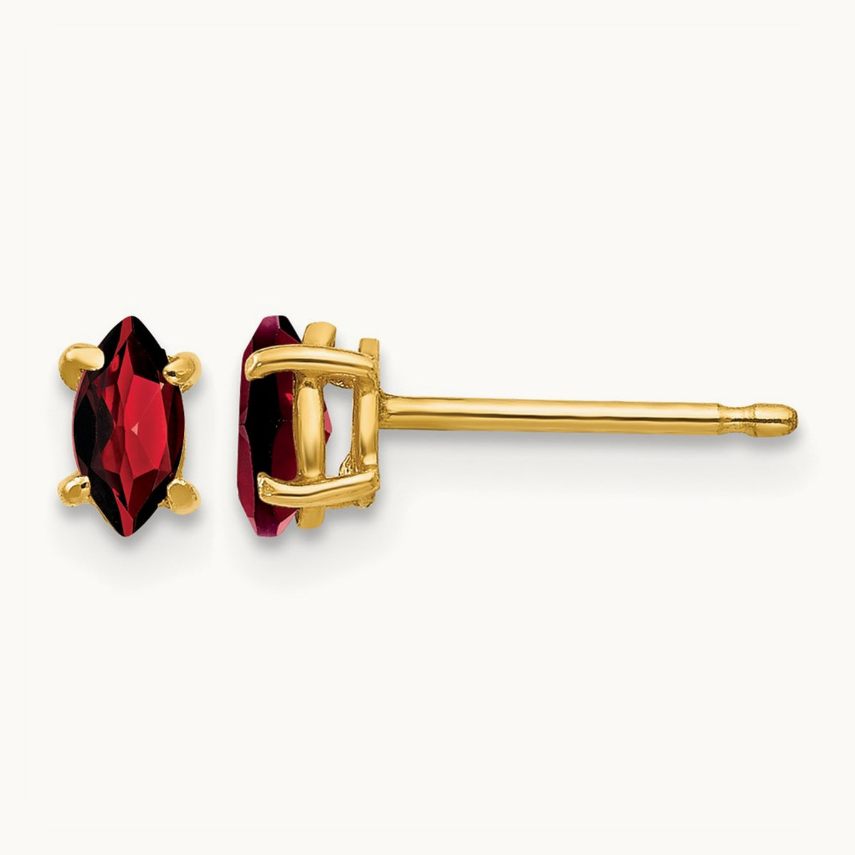 5x2. Marquise Garnet earring, 5mm, 14K