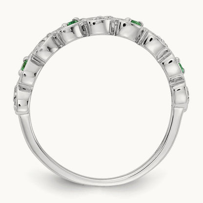 Fancy Diamond and Emerald Ring, 14K White Gold