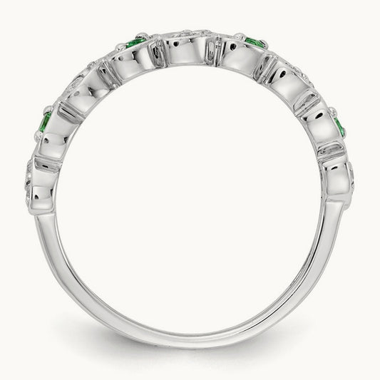 Fancy Diamond and Emerald Ring, 14K White Gold