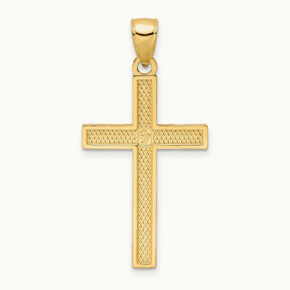 Polished Beaded Cross Pendant, 14K