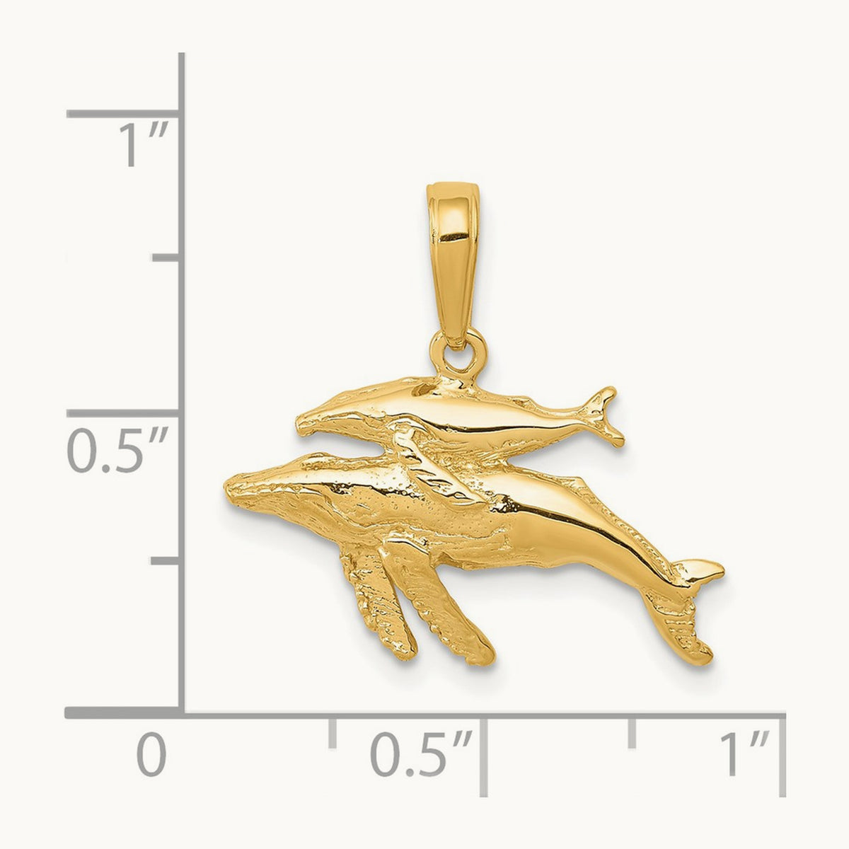 Mother and Baby Humpback Whale Pendant, 14K