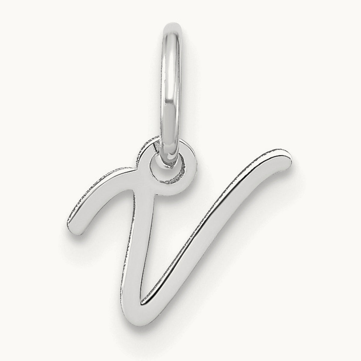 Upper case Initial Charm — 14K White Gold, V