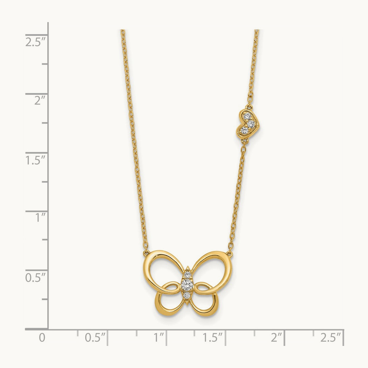 Diamond Butterfly 18in Necklace, 14K