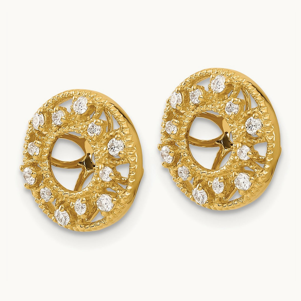 Fancy Diamond Earring Jackets — 14K Yellow Gold, 13mm