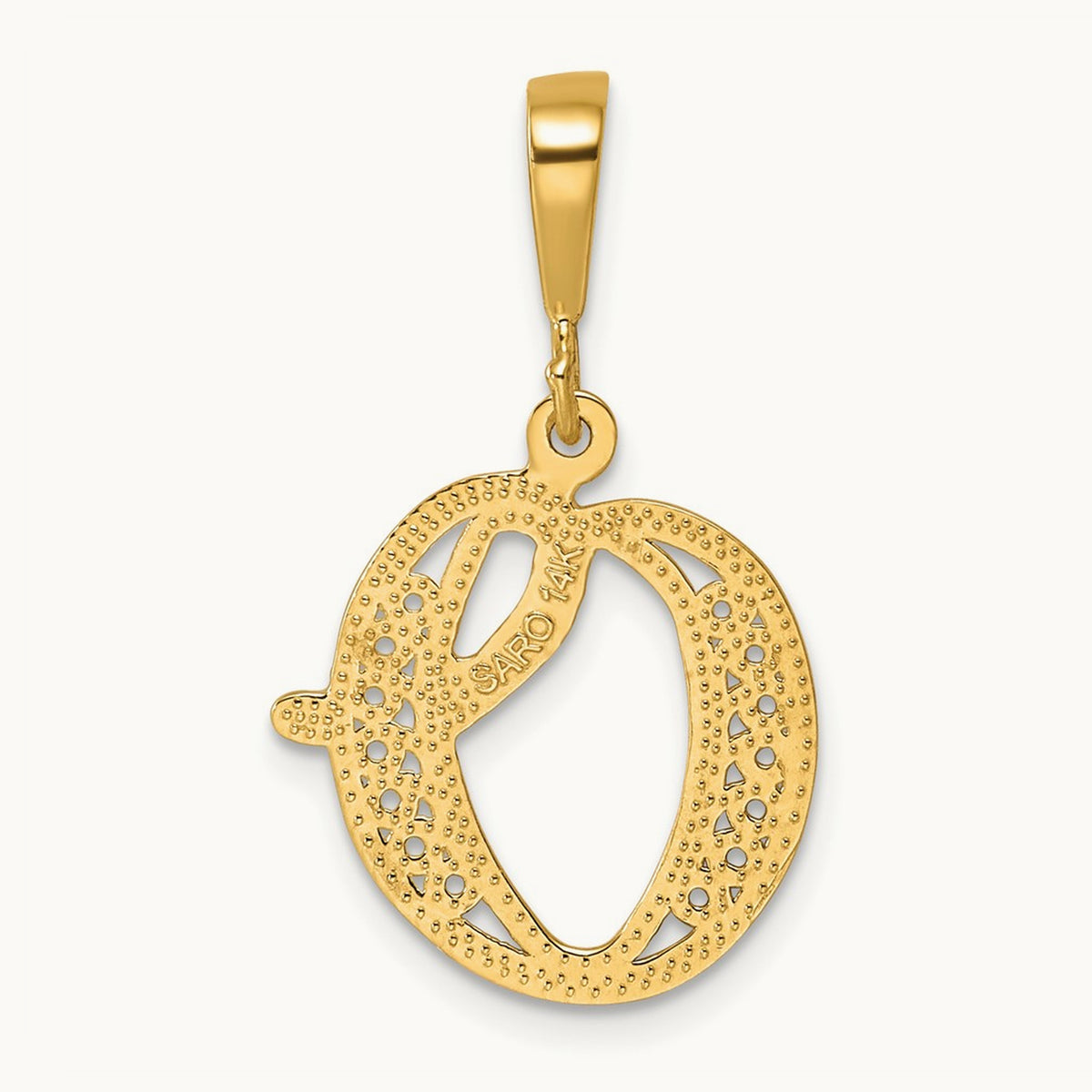 Polished Script Filigree Initial Pendant — O