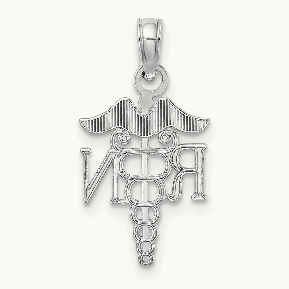 Polished R.N. Pendant — 14K White Gold