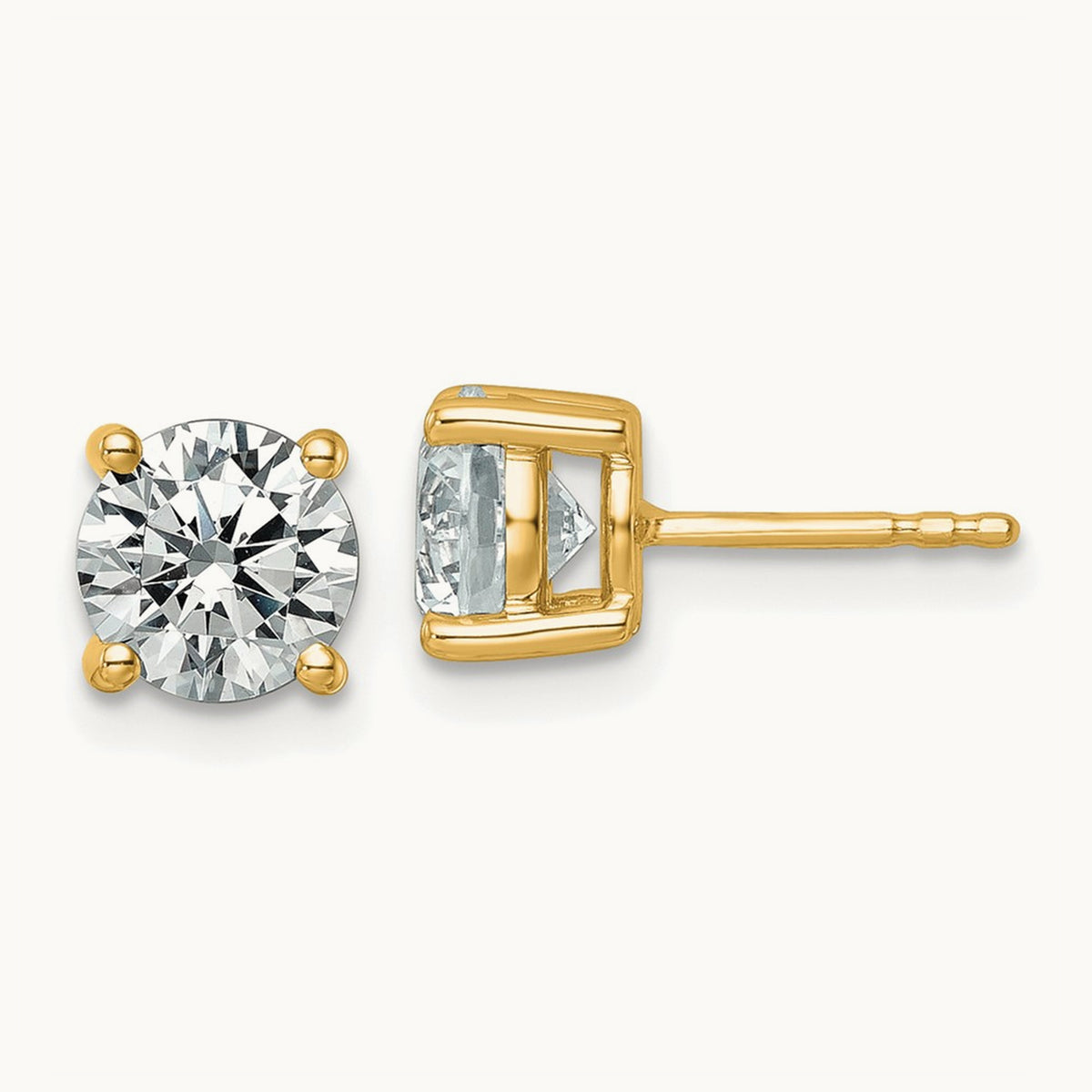 Round Lightweight Earrings, 0.25-6.00 ct tw Lab-Grown Diamond — 2 1/2 ct, 10K Yellow Gold