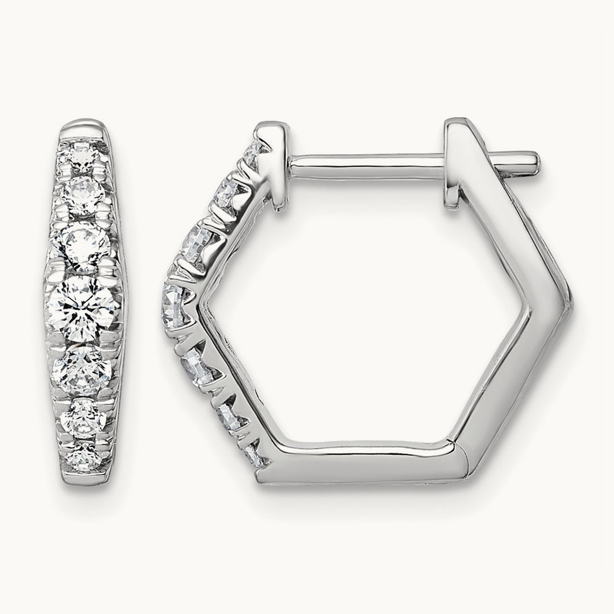 Fashion Hoop Earrings, 0.50-1.50 ct tw Lab-Grown Diamond — 1/2 ct, 14K White Gold