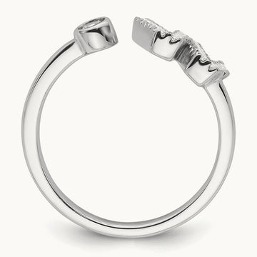 Initial W Adjustable Ring, 0.25 ct tw Lab-Grown Diamond