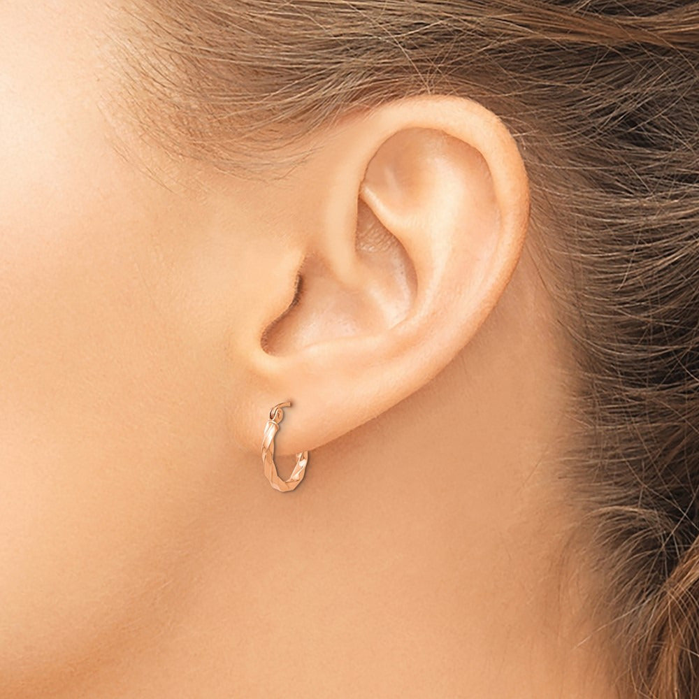Twisted Hoop Earrings — 14K Rose Gold, 12mm