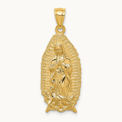 Polished & Textured Guadalupe Pendant, 14K