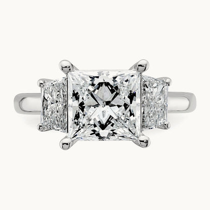 Princess & Trapezoid Engagement Ring, 1.25-4.00 ct tw Lab-Grown Diamond — 4 ct, 14K White Gold