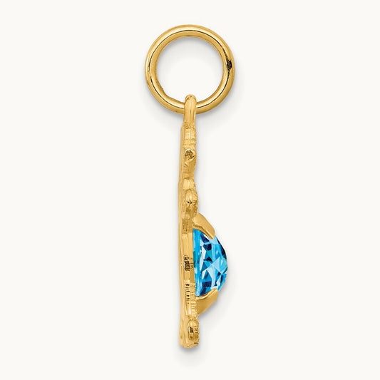 Girl 6x4 Oval Genuine Blue Topaz-December — 14K Yellow Gold