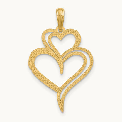 Polished Fancy Two Heart Charm, 14K
