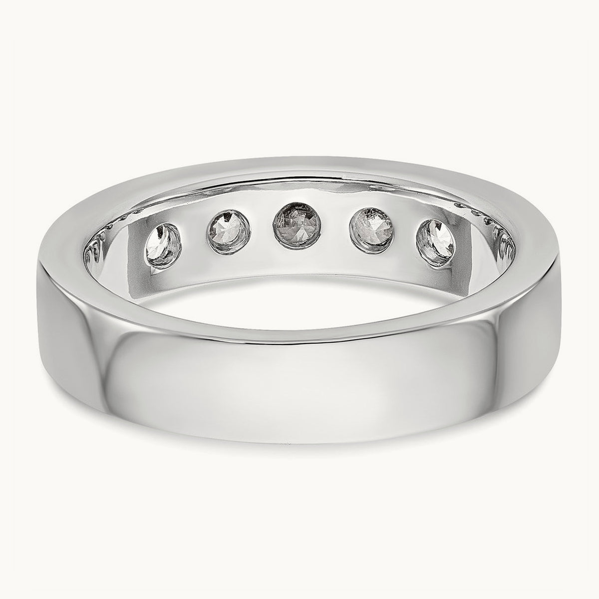 5-Stone Diamond Channel Band, 14K White Gold