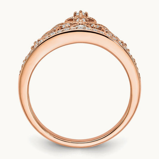 Polished Diamond Tiara Ring, 14K Rose Gold
