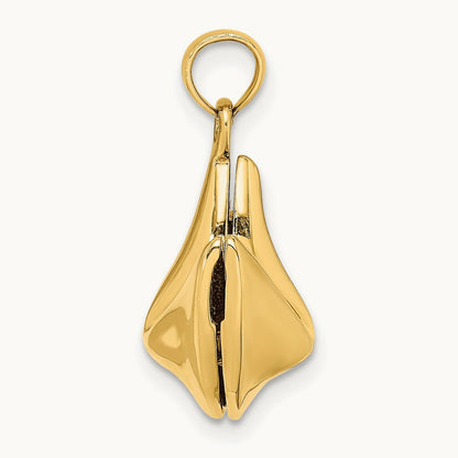3-D Opens Fortune Cookie Charm, 14K
