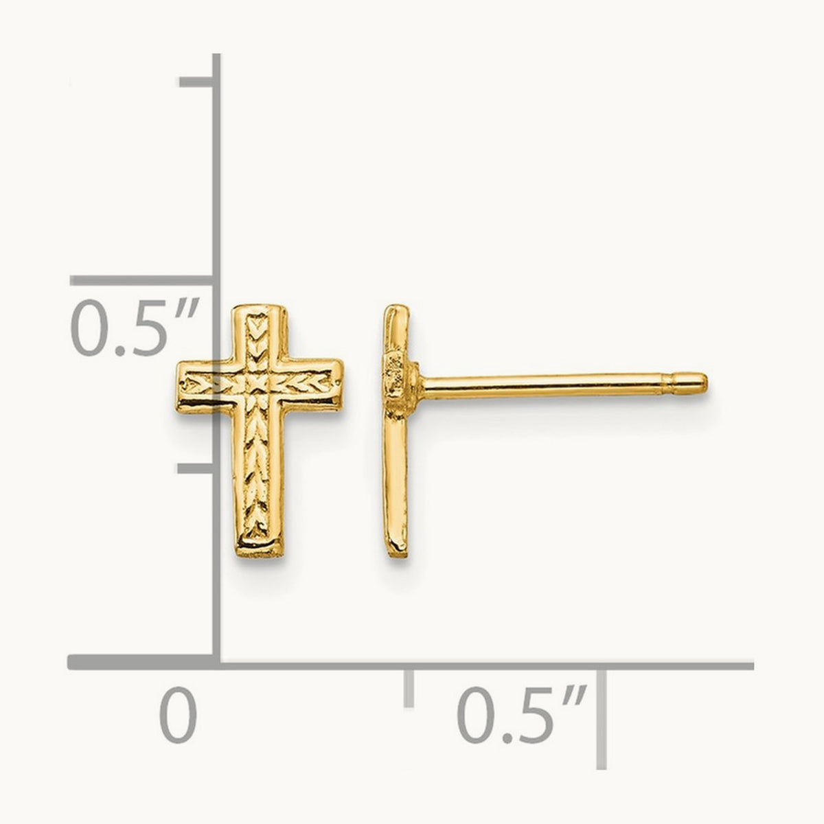 Polished Cross Post Earrings — 14K Yellow Gold, 9mm