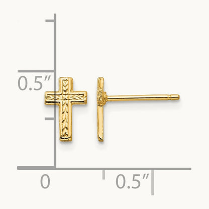 Polished Cross Post Earrings — 14K Yellow Gold, 9mm