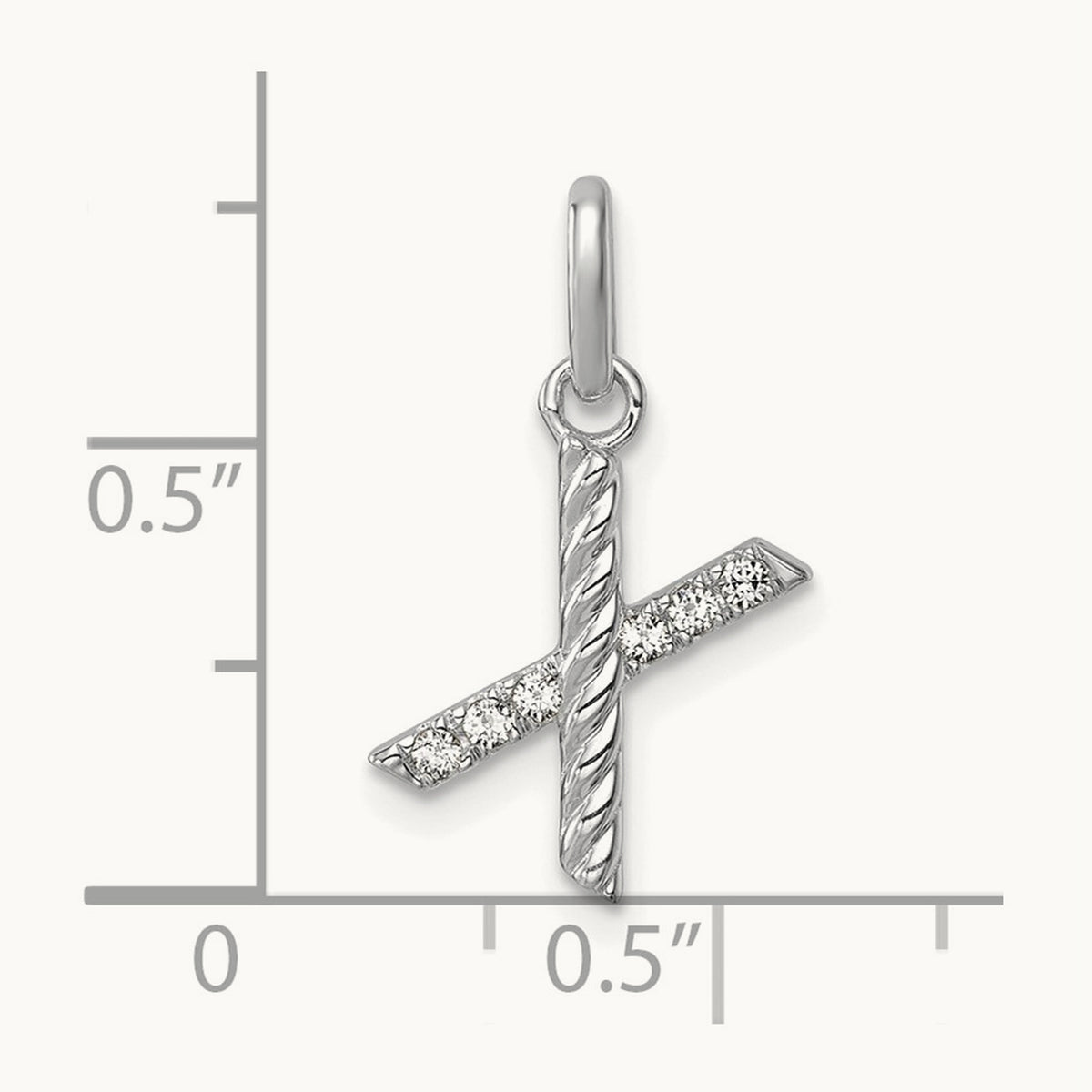 Twisted Diamond Charm — 14K White Gold, X
