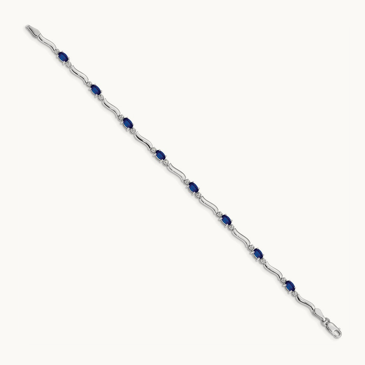 Diamond and Sapphire Bracelet, 14K White Gold