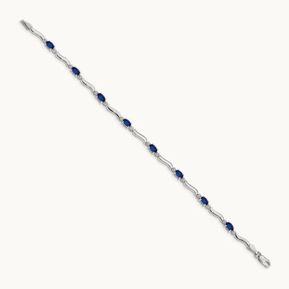 Diamond and Sapphire Bracelet, 14K White Gold