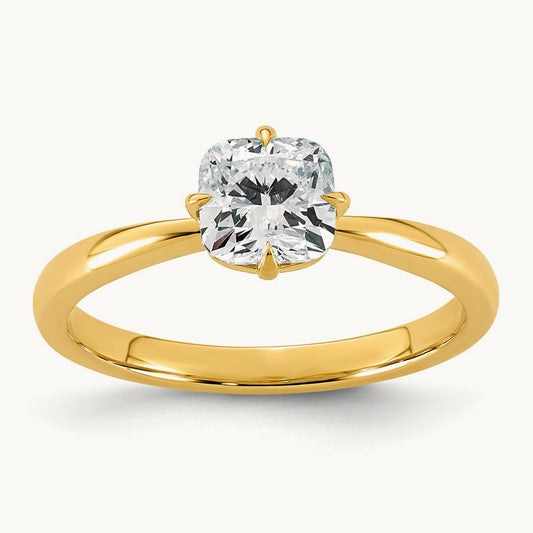 Cushion Center Solitaire Ring, 1-4 ct Lab-Grown Diamond