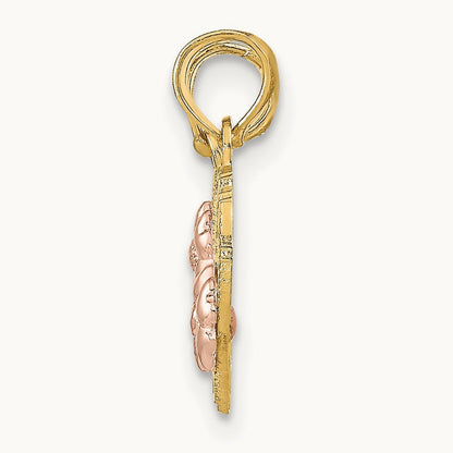 MOM - DAUGHTER Break-apart Hearts Pendant, 14K Two-tone