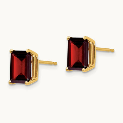 8x6mm Garnet Earrings, 14K