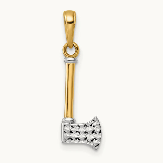 D/C Axe Pendant, 14K with White Rhodium