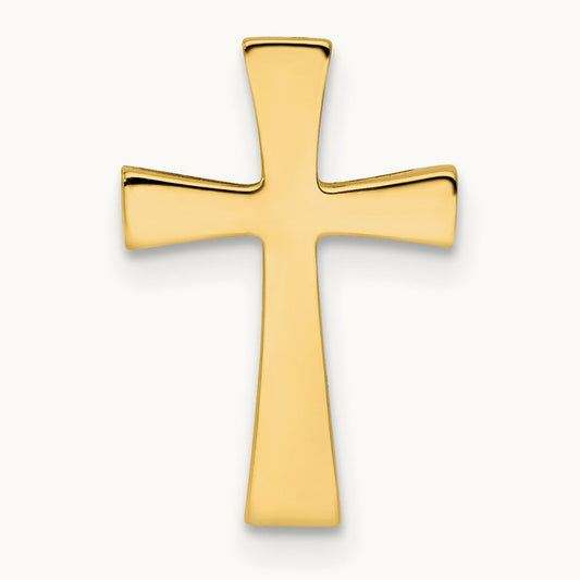 Polished Cross Chain Slide with textured back — 14K Yellow Gold