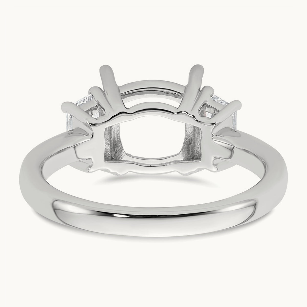 1/2 Moon Cushion Semi-Mount Engagement Ring, 0.50-0.75 ct tw Lab-Grown Diamond — 3/4 ct, 14K White Gold