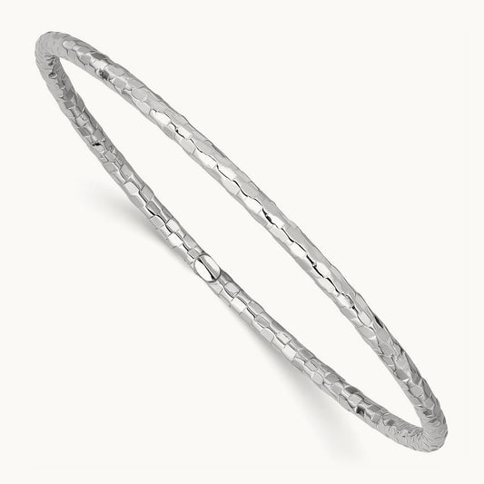 Textured Slip-on Bangle Bracelet, 14K White Gold
