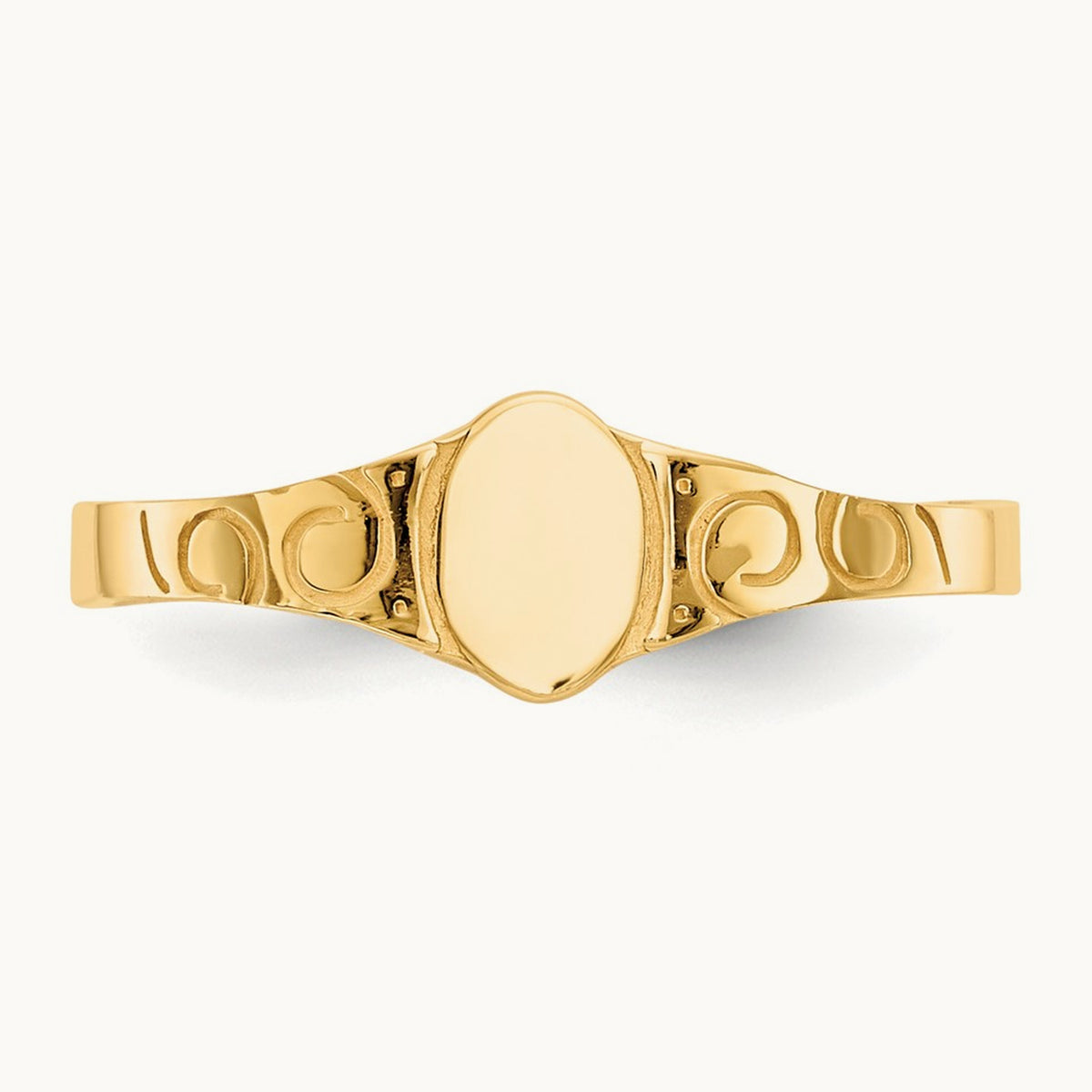 Polished Oval Baby Signet Ring, 14K
