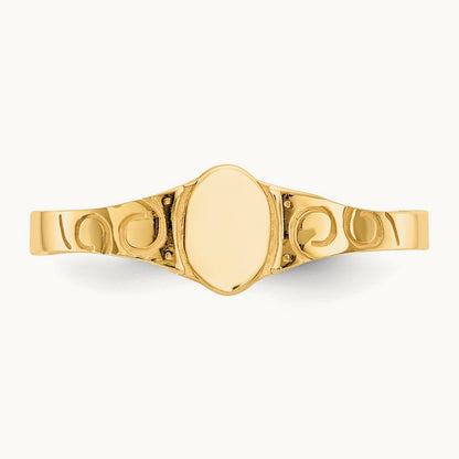 Polished Oval Baby Signet Ring, 14K