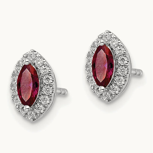 Created Ruby July Birthstone Post Earrings, 0.20 ct tw Lab-Grown Diamond