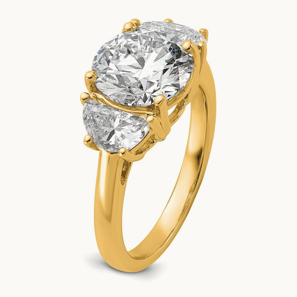 Round 3 Stone Engagement Ring, 1.25-4.00 ct tw Lab-Grown Diamond — 4 ct, 14K Yellow Gold