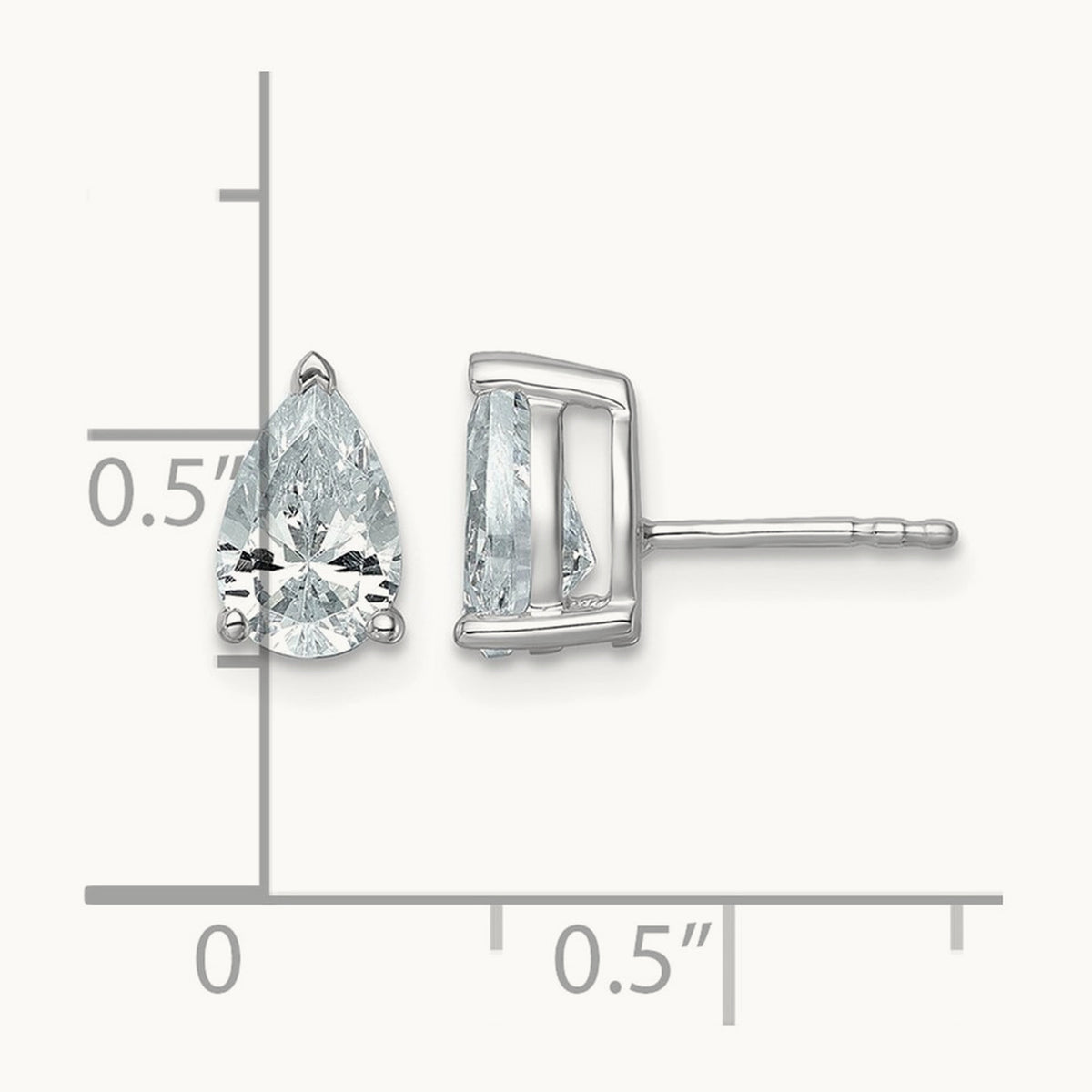Pear 3 Prong Stud Earrings, 0.50-6.00 ct tw Lab-Grown Diamond — 2 ct, 14K White Gold