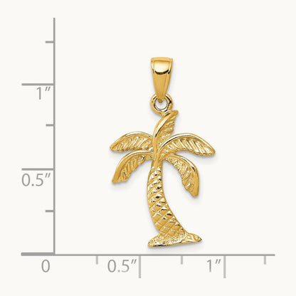 Palm Tree Pendant — 14K Yellow Gold