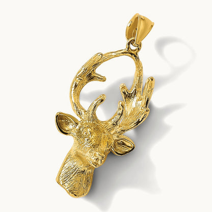 3-D Deer Head Charm, 14K