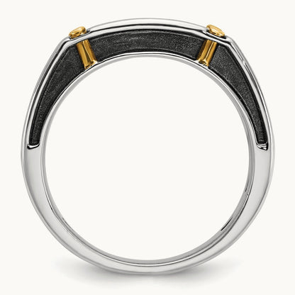 With Blk RH 5 Stone Men's Ring, 0.50 ct tw Lab-Grown Diamond