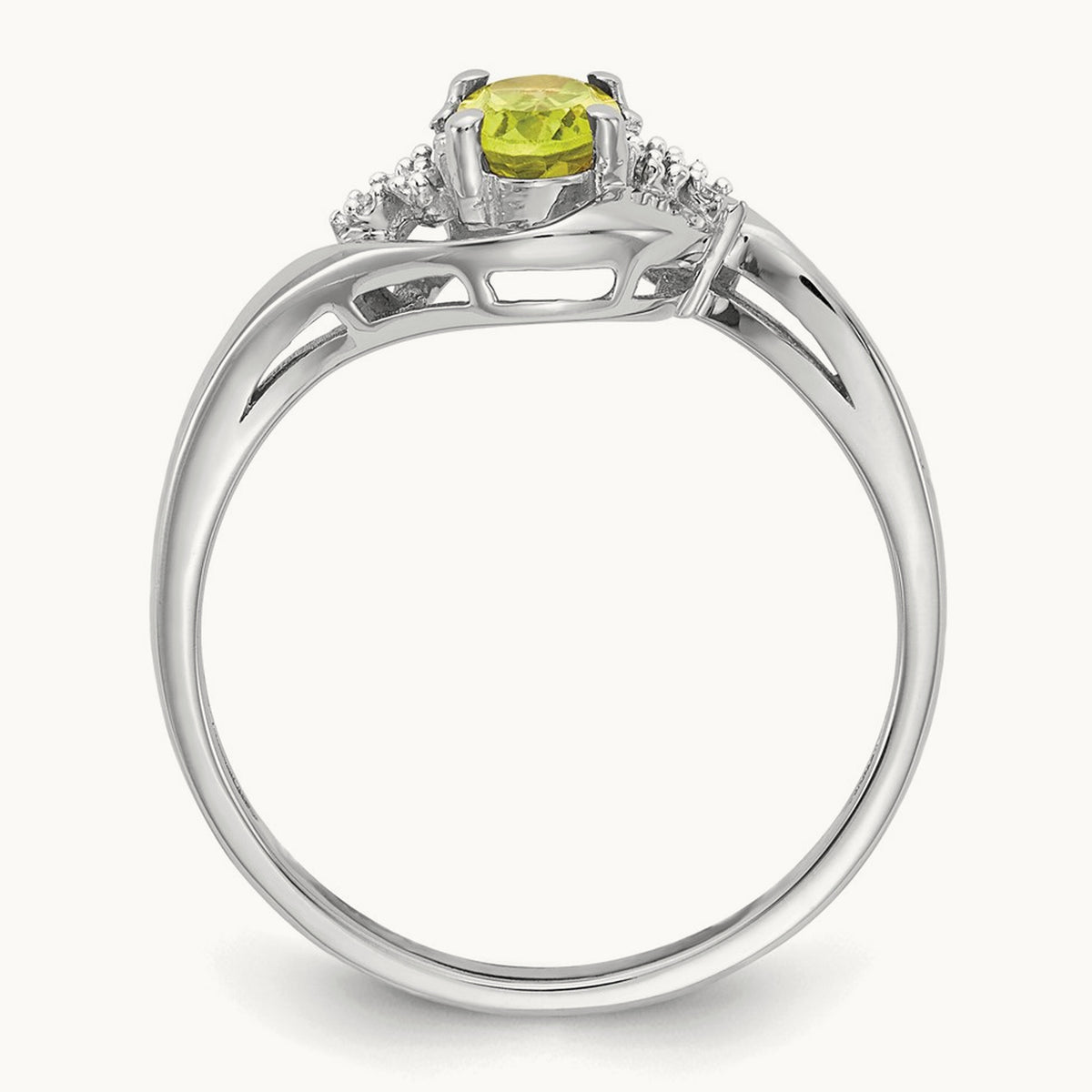 Peridot and Diamond Ring, 14K White Gold