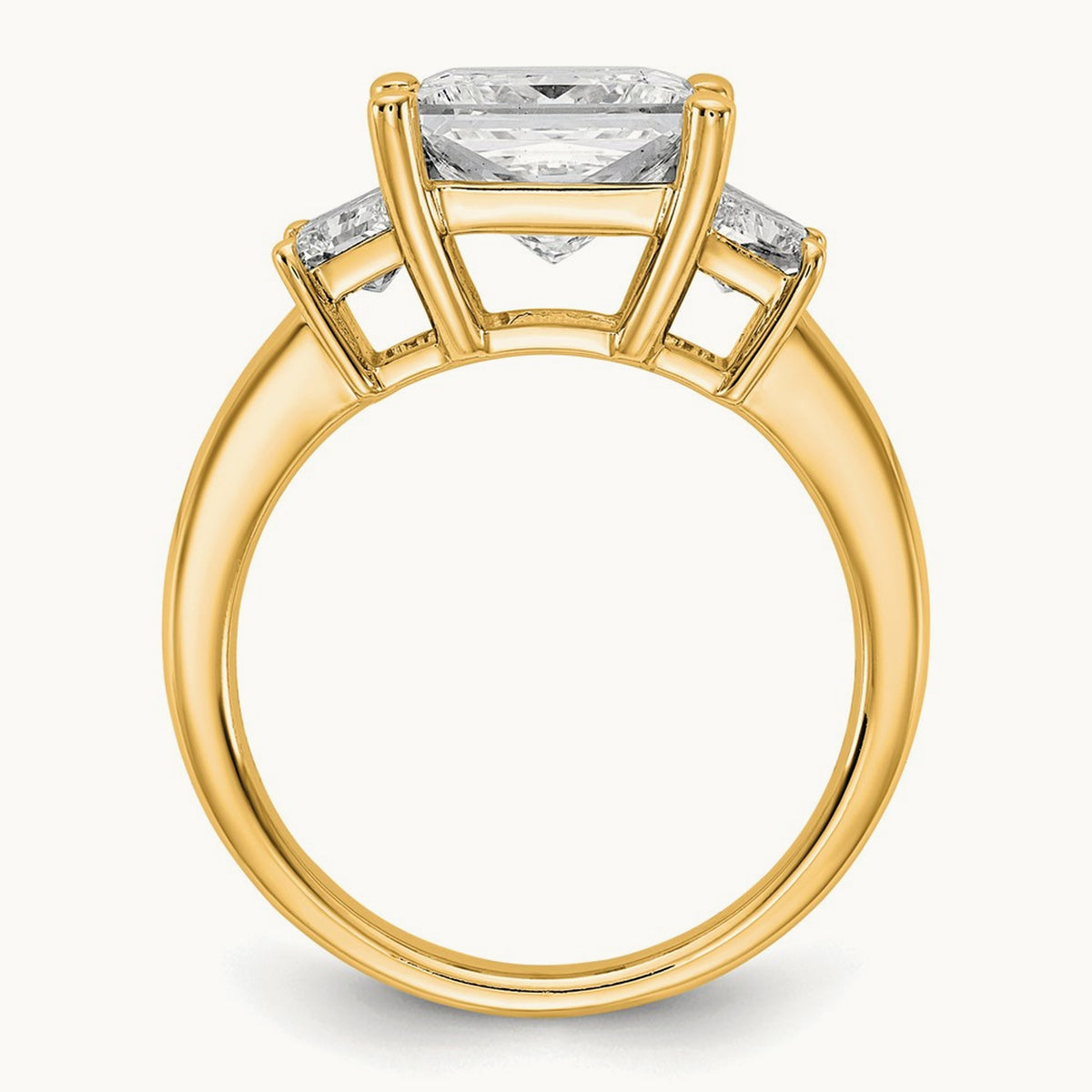 Princess & Trapezoid Engagement Ring — 14K Yellow Gold, 4 ct, 7