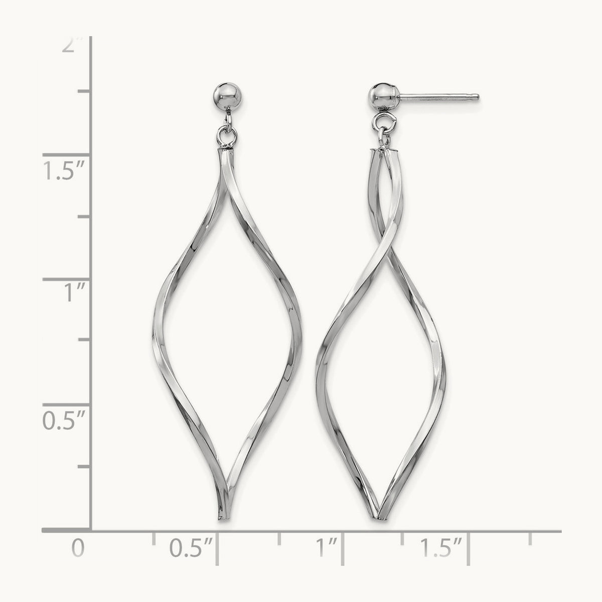 Twisted Post Dangle Earrings — 14K White Gold