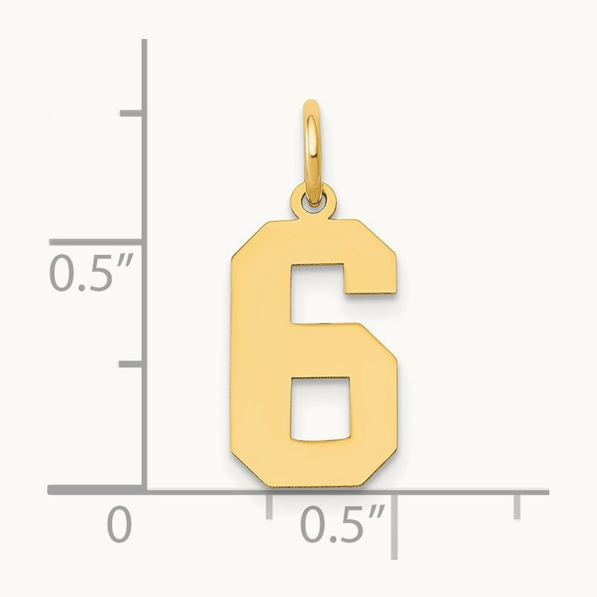 Medium Polished Number 6 Charm — 14K Yellow Gold, 16.13mm